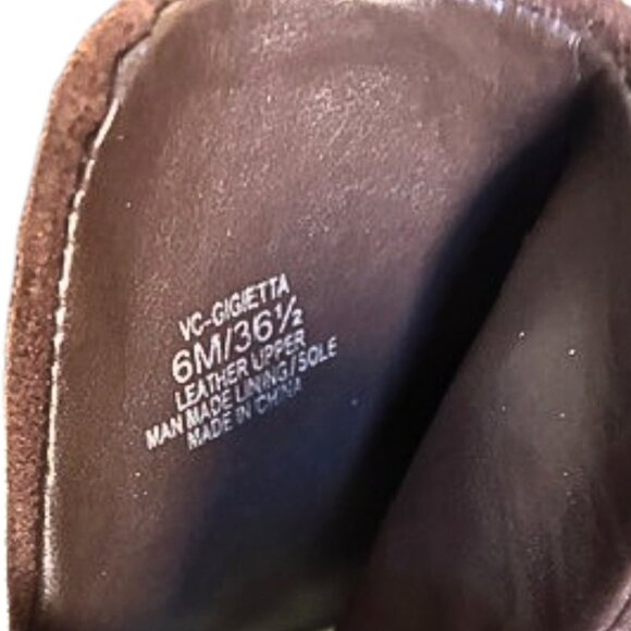 Chocolate Brown Suede Gigietta Ankle Boots Vince Camuto 6.5 Unworn - Picture 5 of 5